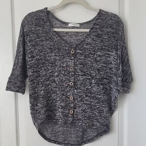 Poetry Black and Gray Knit Blouse